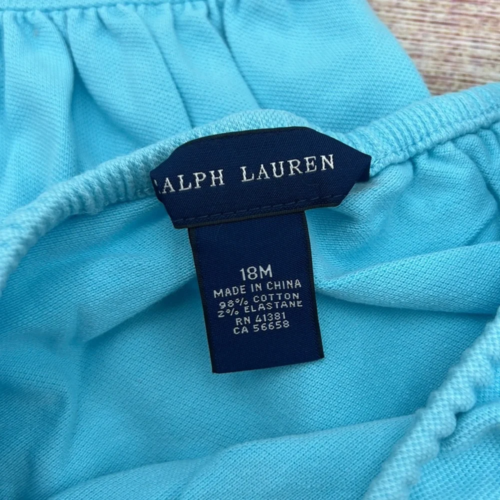 Ralph Lauren Blue Ruffled Polo Dress with Bloomers Sz 18 M